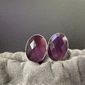 Jay King Sterling Silver Purple Sapphire Stud Earrings